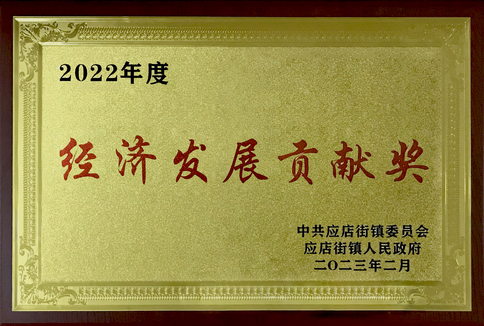應(yīng)店街鎮(zhèn)人民政府2022年度經(jīng)濟(jì)發(fā)貢獻(xiàn)獎
